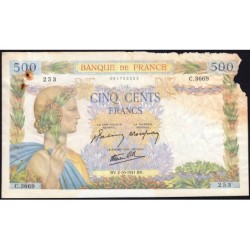 F 32-22 - 02/10/1941 - 500 francs - La Paix - Série C.3669 - Etat : AB