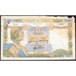F 32-22 - 02/10/1941 - 500 francs - La Paix - Série C.3669 - Etat : AB