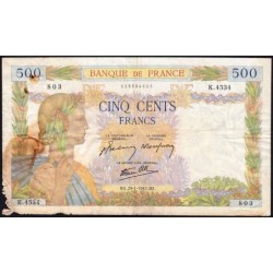 F 32-28 - 29/01/1942 - 500 francs - La Paix - Série K.4543 - Etat : AB