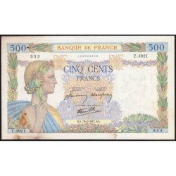F 32-31 - 19/03/1942 - 500 francs - La Paix - Série Y.4921 - Etat : TTB-