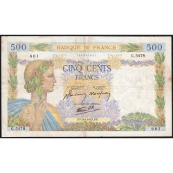 F 32-34 - 09/04/1942 - 500 francs - La Paix - Série G.5478 - Etat : TB+
