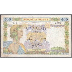 F 32-34 - 09/04/1942 - 500 francs - La Paix - Série F.5503 - Etat : TTB