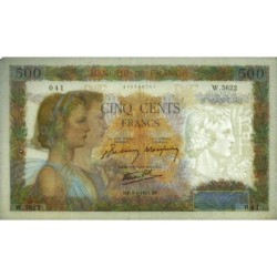 F 32-34 - 09/04/1942 - 500 francs - La Paix - Série W.5622 (remplacement) - Etat : TTB