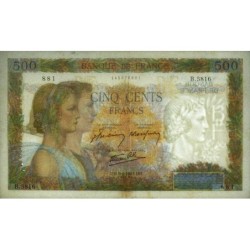 F 32-34 - 09/04/1942 - 500 francs - La Paix - Série B.5816 - Etat : TTB