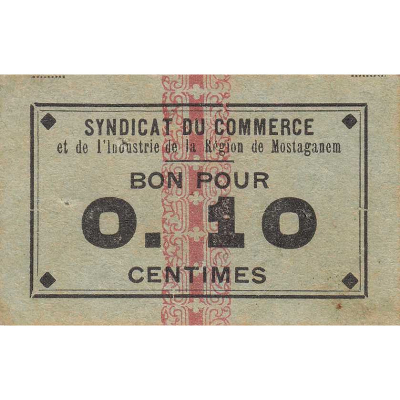 Algérie - Mostaganem 5 - 0,10 franc - 1916 - Etat : TTB