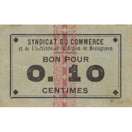 Algérie - Mostaganem 5 - 0,10 franc - 1916 - Etat : TTB