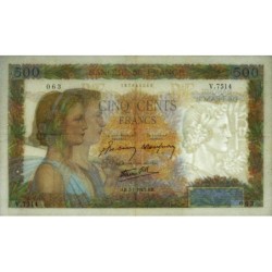 F 32-44 - 07/01/1943 - 500 francs - La Paix - Série V.7514 - Etat : TTB