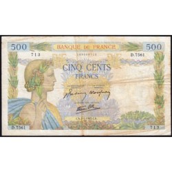 F 32-44 - 07/01/1943 - 500 francs - La Paix - Série D.7561 - Etat : TB-