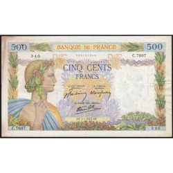 F 32-44 - 07/01/1943 - 500 francs - La Paix - Série C.7607 - Etat : TTB
