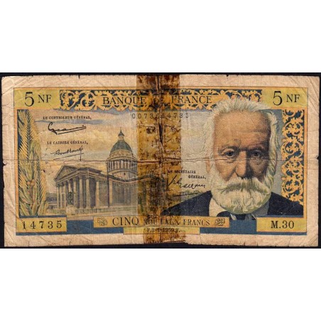 F 56-04 - 03/12/1959 - 5 nouv. francs - Victor Hugo - Série M.30 - Etat : AB