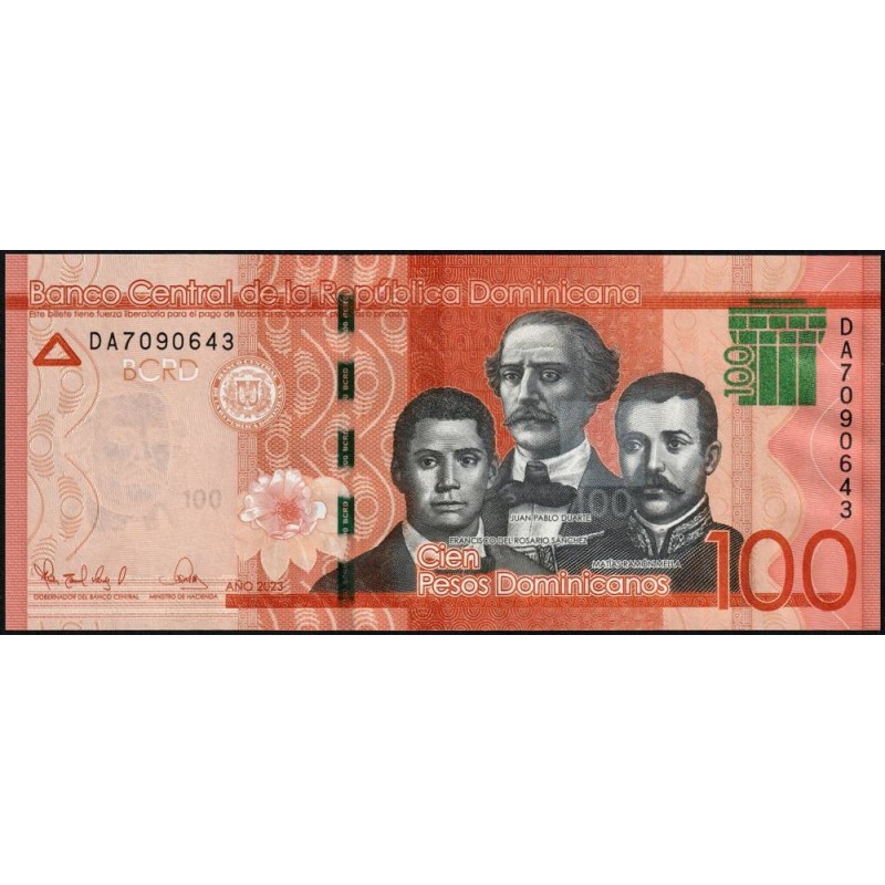 Rép. Dominicaine - Pick 190h - 100 pesos dominicanos - Série DA - 2023 - Etat : NEUF