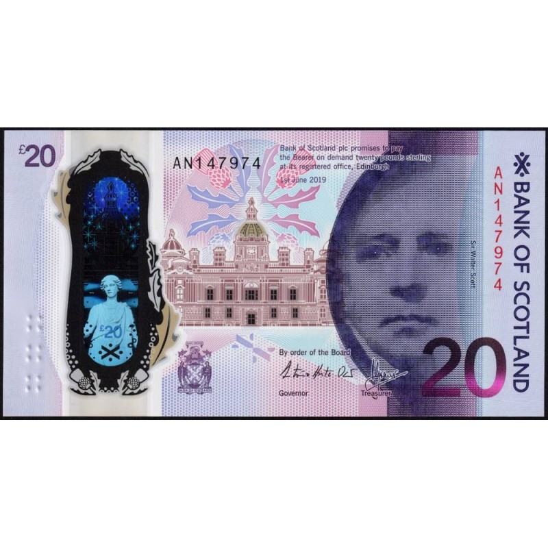 Ecosse - Pick 132a - 20 pounds sterling - Série AN - 01/06/2019 - Polymère - Etat : NEUF