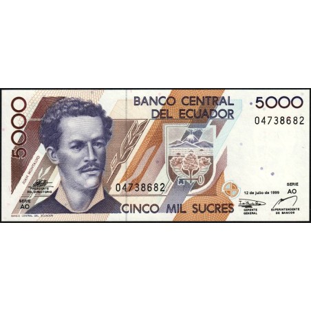 Equateur - Pick 128c_3a - 5'000 sucres - Série AO - 12/07/1999 - Etat : NEUF