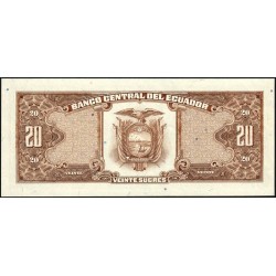 Equateur - Pick 121Aa_2a - 20 sucres - Série LQ - 22/11/1988 - Etat : NEUF