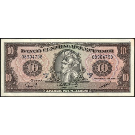 Equateur - Pick 121b_1b - 10 sucres - Série LP - 22/11/1988 - Etat : SUP