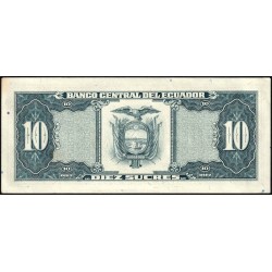 Equateur - Pick 121b_1b - 10 sucres - Série LP - 22/11/1988 - Etat : SUP