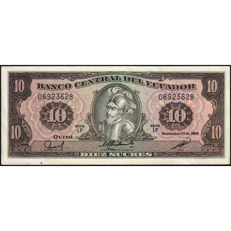 Equateur - Pick 121b_1b - 10 sucres - Série LP - 22/11/1988 - Etat : SPL