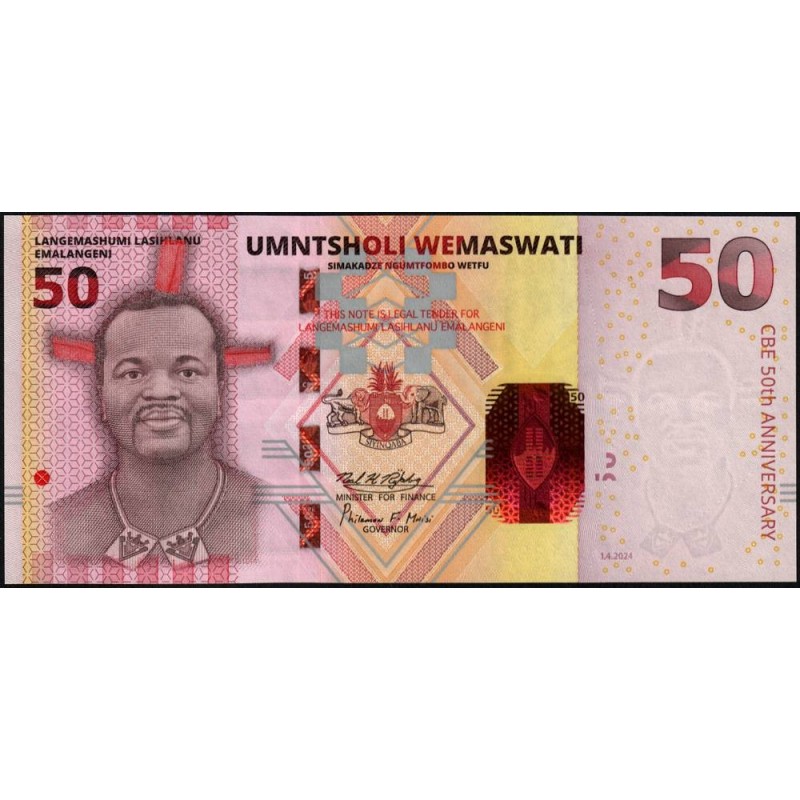 Eswatini - Pick 48 - 50 emalangeni - Série AD - 01/04/2024 - Commémoratif - Etat : NEUF