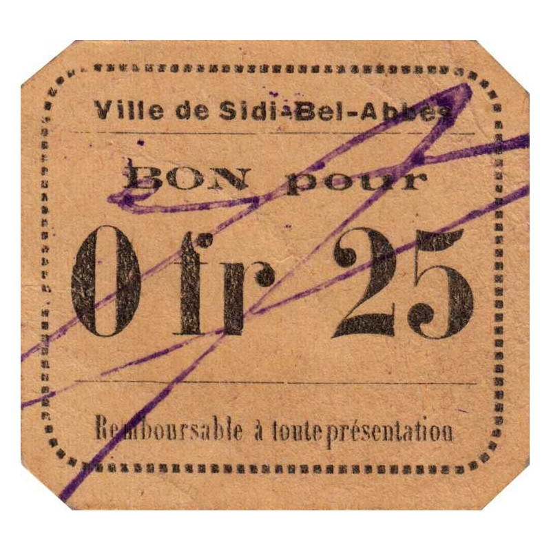 Algérie - Sidi-Bel-Abbès 9a - 0,25 franc - 1916 - Etat : SUP