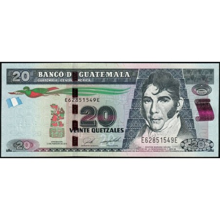 Guatémala - Pick 124h - 20 quetzales - Série E E - 13/02/2019 - Etat : NEUF