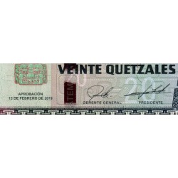 Guatémala - Pick 124h - 20 quetzales - Série E E - 13/02/2019 - Etat : NEUF