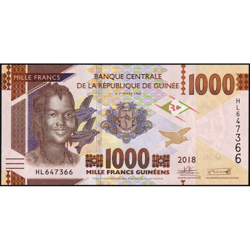 Guinée - Pick 48c - 1'000 francs guinéens - Série HL - 2018 - Etat : NEUF