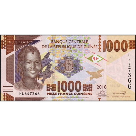 Guinée - Pick 48c - 1'000 francs guinéens - Série HL - 2018 - Etat : NEUF
