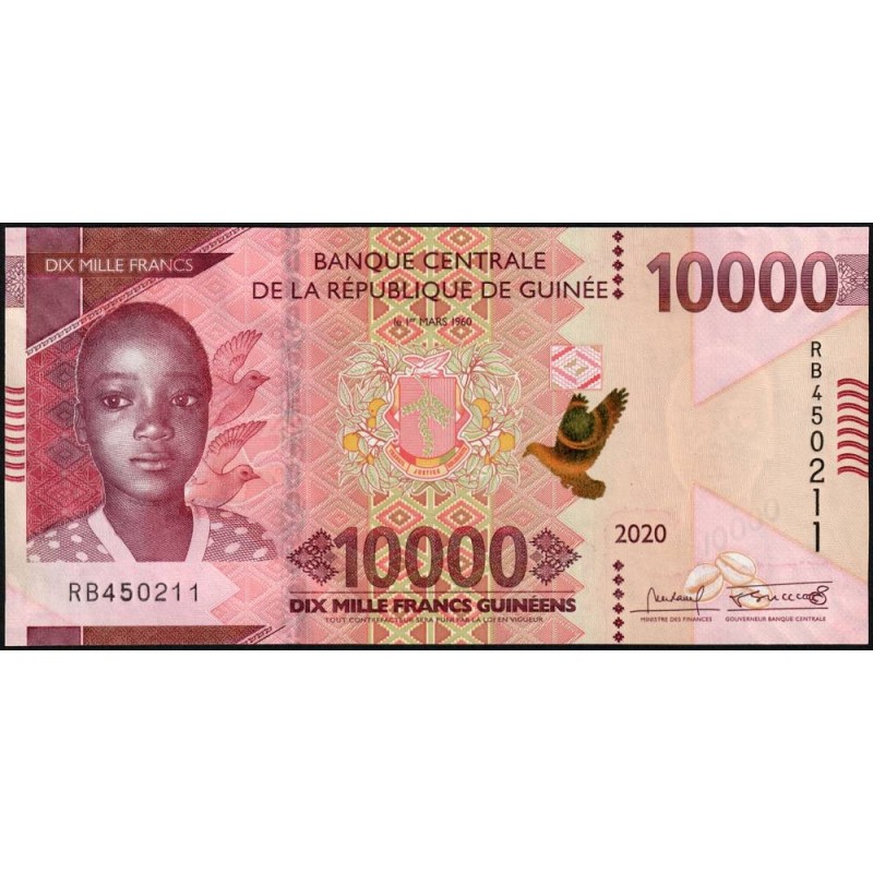 Guinée - Pick 49Ab - 10'000 francs guinéens - Série RB - 2020 - Etat : NEUF