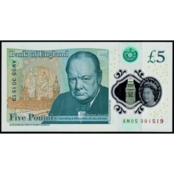 Grande-Bretagne - Pick 394 - 5 pounds - Série AM05 - 2015 - Polymère - Etat : NEUF