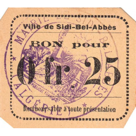 Algérie - Sidi-Bel-Abbès 10 - 0,25 franc - 1916 - Etat : NEUF