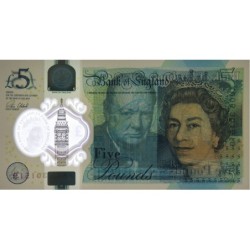 Grande-Bretagne - Pick 394 - 5 pounds - Série AM05 - 2015 - Polymère - Etat : NEUF