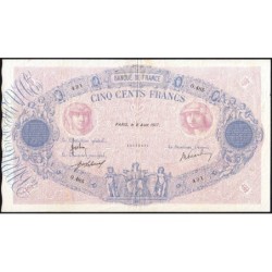 F 30-23 - 08/08/1917 - 500 francs - Bleu et rose - Série O.485 - Etat : TB+