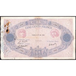 F 30-26 - 05/05/1922 - 500 francs - Bleu et rose - Série J.656 - Etat : B
