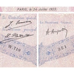 F 30-27 - 24/07/1923 - 500 francs - Bleu et rose - Série W.718 (remplacement) - Etat : TB-