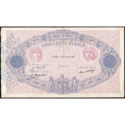 F 30-29 - 10/07/1926 - 500 francs - Bleu et rose - Série L.802 - Etat : TB
