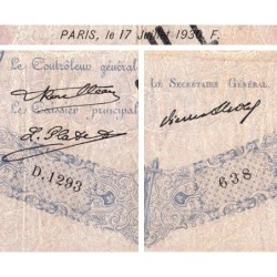 F 30-33 - 17/07/1930 - 500 francs - Bleu et rose - Série D.1293 - Annulé - Etat : TB