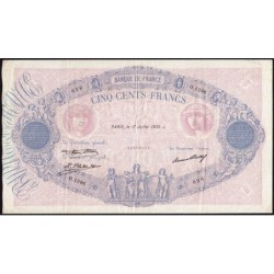 F 30-33 - 17/07/1930 - 500 francs - Bleu et rose - Série O.1296 - Etat : TTB