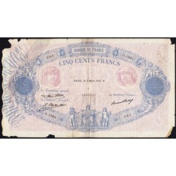 F 30-34 - 05/03/1931 - 500 francs - Bleu et rose - Série G.1583 - Etat : B-