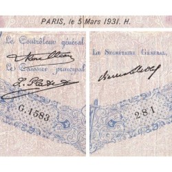 F 30-34 - 05/03/1931 - 500 francs - Bleu et rose - Série G.1583 - Etat : B-