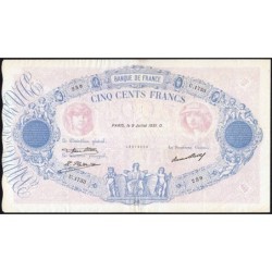F 30-34 - 09/07/1931 - 500 francs - Bleu et rose - Série U.1733 - Etat : TTB
