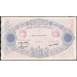 F 30-36 - 12/01/1933 - 500 francs - Bleu et rose - Série Z.2076 - Etat : TB-
