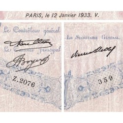 F 30-36 - 12/01/1933 - 500 francs - Bleu et rose - Série Z.2076 - Etat : TB-
