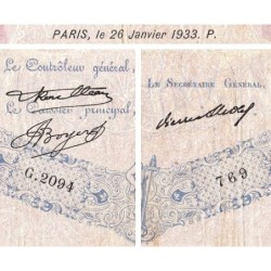 F 30-36 - 26/01/1933 - 500 francs - Bleu et rose - Série G.2094 - Etat : TB