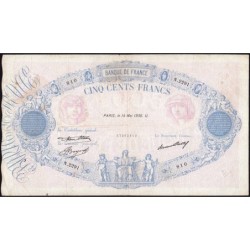 F 30-37 - 14/05/1936 - 500 francs - Bleu et rose - Série N.2291 - Etat : TB