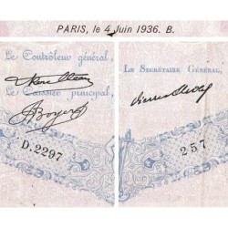 F 30-37 - 04/06/1936 - 500 francs - Bleu et rose - Série D.2297 - Etat : TB-