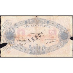 F 30-37 - 04/06/1936 - 500 francs - Bleu et rose - Série Y.2311 - Annulé - Etat : B-