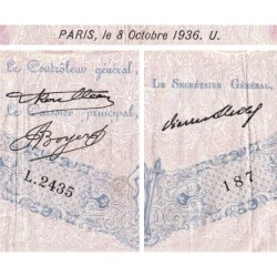 F 30-37 - 08/10/1936 - 500 francs - Bleu et rose - Série L.2435 - Etat : TB-