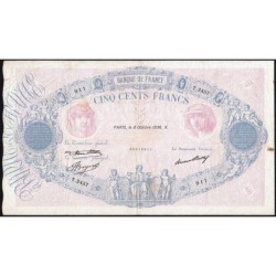 F 30-37 - 08/10/1936 - 500 francs - Bleu et rose - Série T.2437 - Etat : TB+