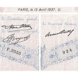 F 30-38 - 15/04/1937 - 500 francs - Bleu et rose - Série F.2555 - Etat : TTB