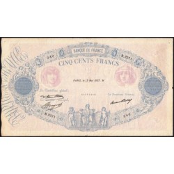 F 30-38 - 13/05/1937 - 500 francs - Bleu et rose - Série B.2571 - Etat : TTB